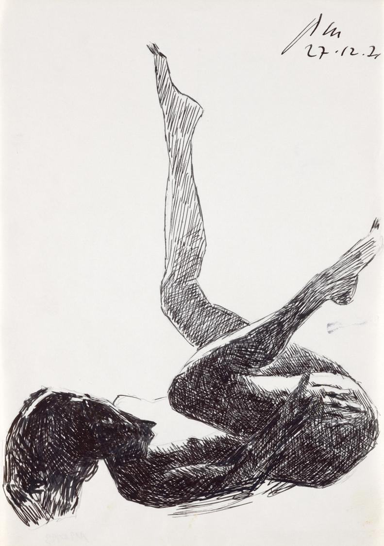 Paul Meissner, Liegender weiblicher Akt, 1971, Tusche, Bleistift auf Papier, 29,8 × 21,2 cm, Be ...