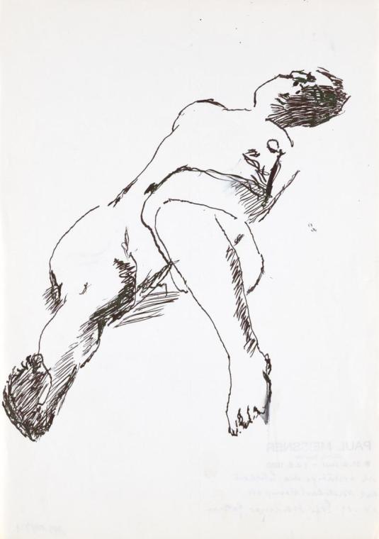 Paul Meissner, Liegender weiblicher Akt, undatiert, Tusche auf Papier, 29,8 × 21,2 cm, Belveder ...