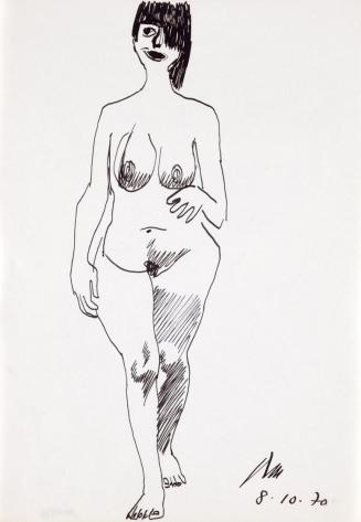 Paul Meissner, Stehender weiblicher Akt, 1970, Tusche auf Papier, 29,8 × 21,2 cm, Belvedere, Wi ...