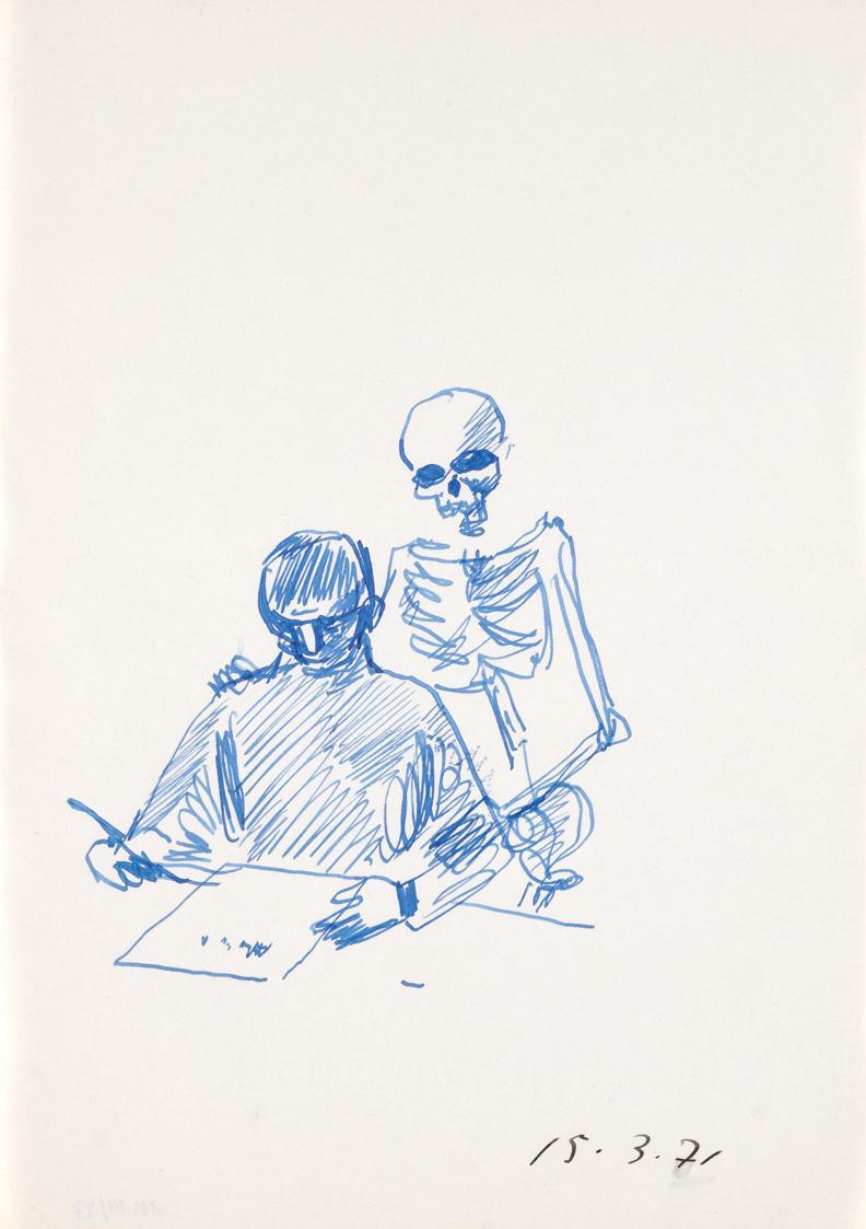 Paul Meissner, Tod und Künstler, 1971, Tusche auf Papier, 29,8 × 21,2 cm, Belvedere, Wien, Inv. ...
