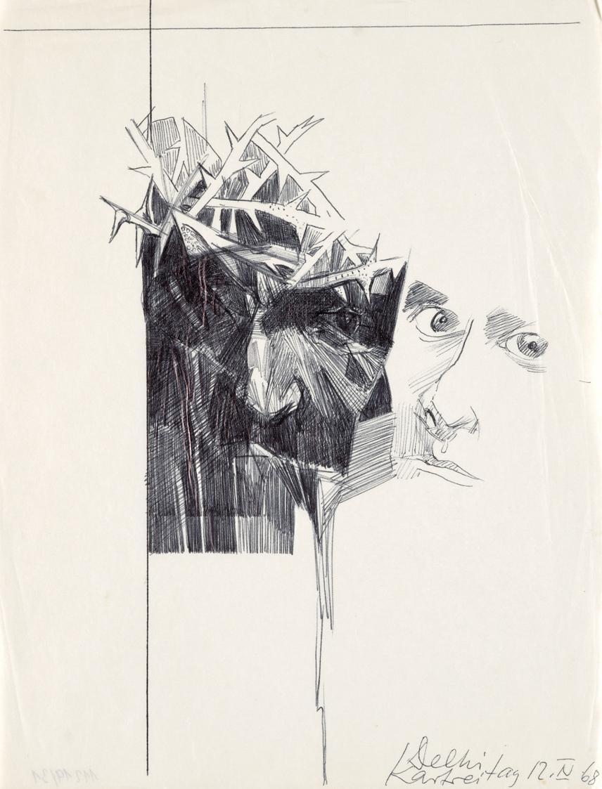 Paul Meissner, Karfreitag, 1968, Kugelschreiber, 27,3 × 21,1 cm, Belvedere, Wien, Inv.-Nr. 1121 ...