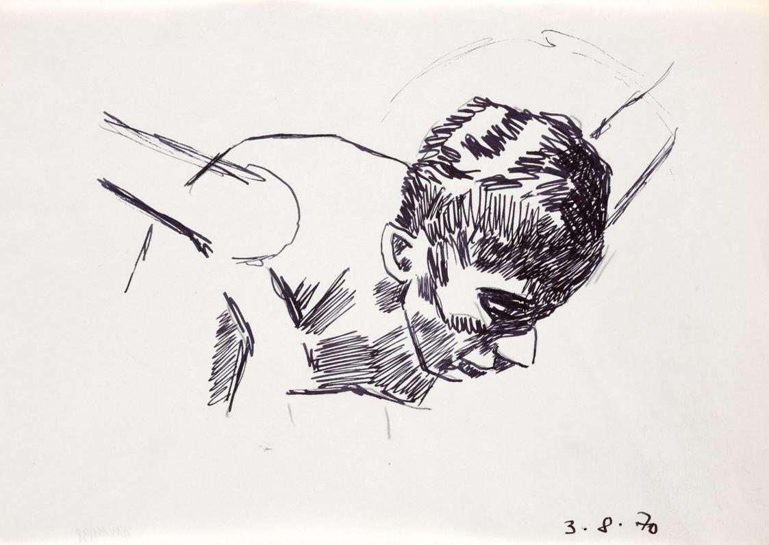 Paul Meissner, Figur in Bewegung, 1970, Tusche, Bleistift auf Papier, 21,2 × 29,9 cm, Belvedere ...