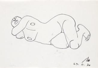 Paul Meissner, Liegender weiblicher Akt, 1970, Tusche, Bleistift auf Papier, 21 × 29,9 cm, Belv ...
