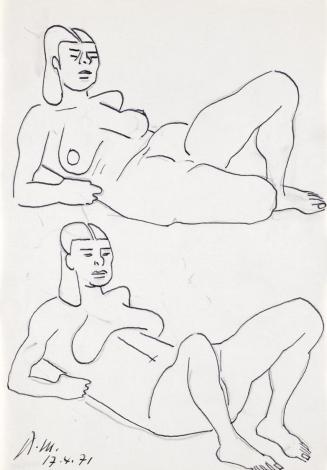 Paul Meissner, Zwei liegende weibliche Akte, 1970, Tusche, Bleistift auf Papier, 29,8 × 21 cm,  ...