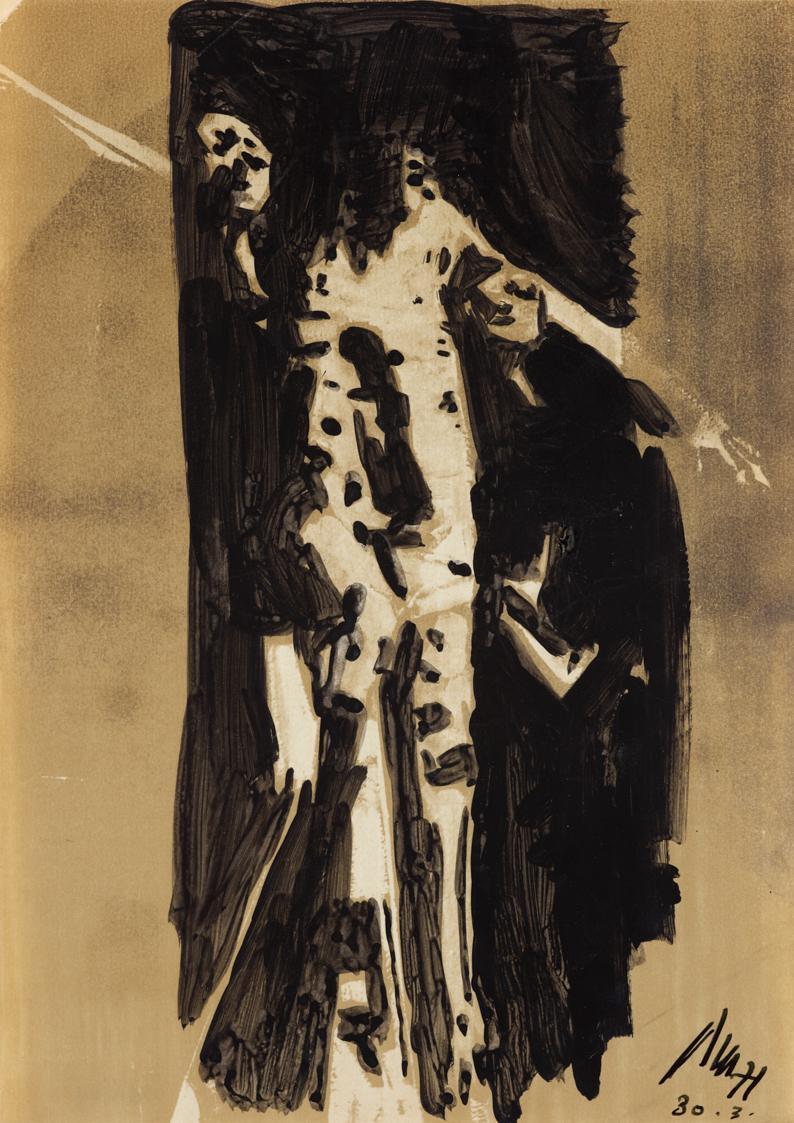Paul Meissner, Ohne Titel, 1971, Tusche, Aquarell auf Papier, 29,9 × 21,3 cm, Belvedere, Wien,  ...