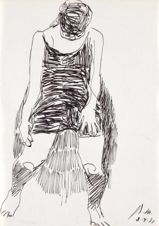 Paul Meissner, Stehende, 1971, Tusche auf Papier, 29,9 × 21,2 cm, Belvedere, Wien, Inv.-Nr. 112 ...