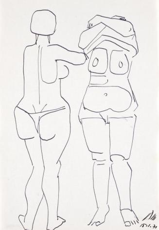 Paul Meissner, Zwei stehende weibliche Akte, 1971, Tusche auf Papier, 29,9 × 21 cm, Belvedere,  ...
