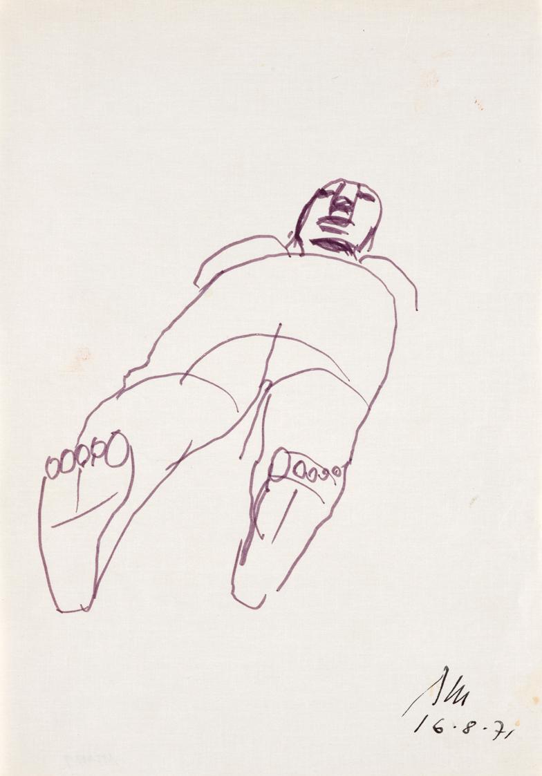 Paul Meissner, Liegender Akt, 1971, Filzstift auf Papier, 29,9 × 21,2 cm, Belvedere, Wien, Inv. ...