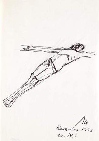 Paul Meissner, Gekreuzigter, 1973, Tusche, Bleistift auf Papier, 29,8 × 21 cm, Belvedere, Wien, ...
