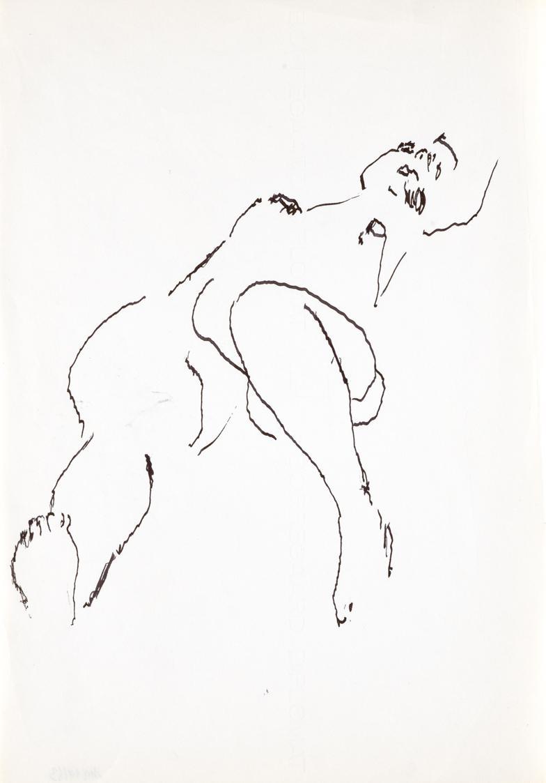 Paul Meissner, Liegender weiblicher Akt, undatiert, Tusche auf Papier, 29,8 × 21,2 cm, Belveder ...