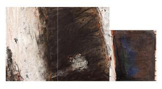 Lothar Bruckmeier, Zur weißen Rose, 1996, Öl auf Leinwand, Triptychon, ungerahmt: 73 × 50,5 × 3 ...