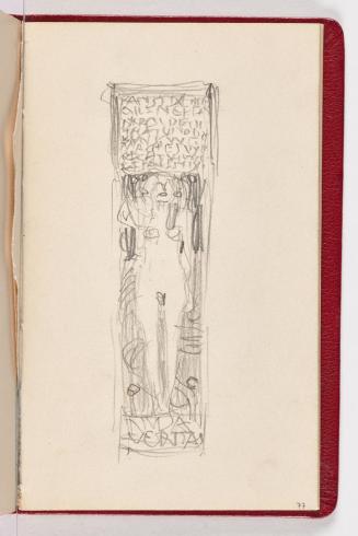 Gustav Klimt, Seite 77, 1898, In rotes Leder gebundenes Büchlein, Zeichnungen und Notizen mit B ...