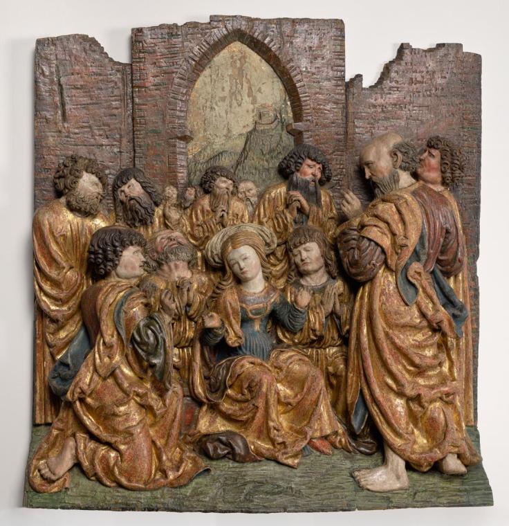 Meister von Irrsdorf, Herabkunft des Heiligen Geistes (Pfingstfest), um 1520, Lindenholz mit al ...