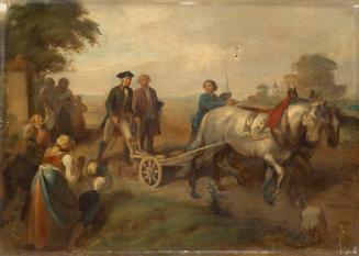 Friedrich Hasslwander, Kaiser Joseph II. (1741-1790) am Pflug, Öl auf Leinwand, 45 x 60 cm, Bel ...