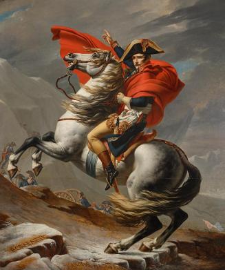 Jacques Louis David, Napoleon am Großen St. Bernhard, 1801, Öl auf Leinwand, 275 × 232 cm, Belv ...