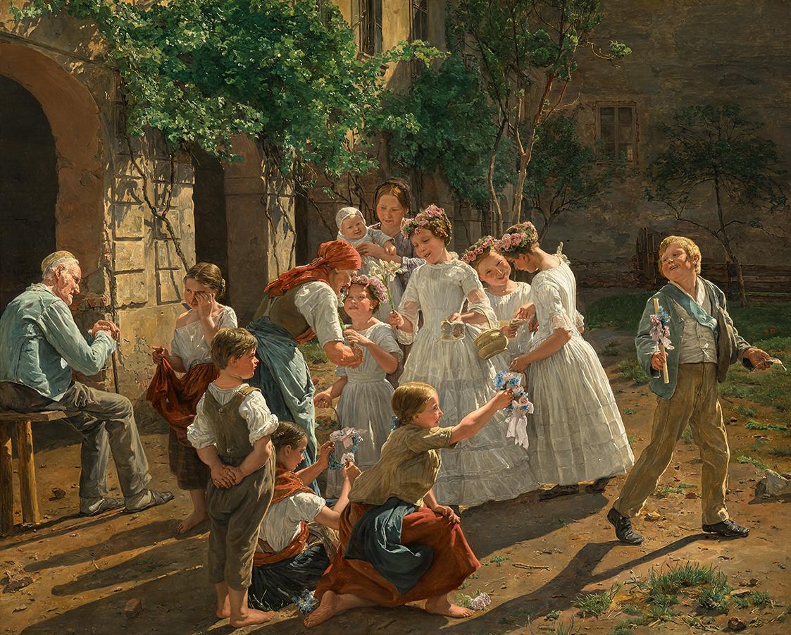 Ferdinand Georg Waldmüller, Am Fronleichnamsmorgen, 1857, Öl auf Holz, 65 × 82 cm, 1912 Leihgab ...