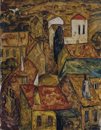 Anton Emanuel Peschka, Stadtlandschaft, Öl auf Holz, 39 x 30 cm, Belvedere, Wien, Inv.-Nr. 6239