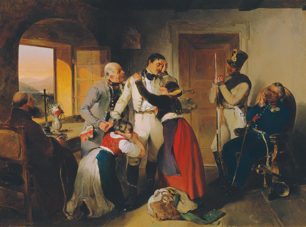 Carl Schindler, Der letzte Abend eines zum Tode verurteilten Soldaten, 1840, Öl auf Leinwand, 6 ...