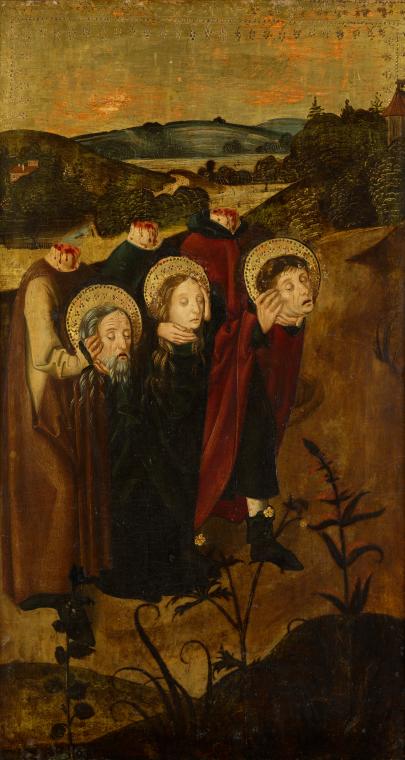 Meister des Winkler-Epitaphs, Die enthaupteten Heiligen Felix, Regula und Exuperantius, um 1490 ...