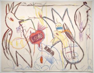 Tamuna Sirbiladze, Boxing Left and Right, 2014, Ölstift und Pastell auf Leinwand, 300 × 400 cm, ...