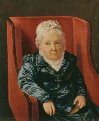 Ferdinand Georg Waldmüller, Rosina Wieser im Lehnstuhl, 1822, Öl auf Holz, 19,5 x 15,5 cm, Belv ...