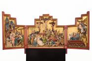 Meister des Friedrichsaltars, Der 'Znaimer Altar', um 1440/1445, Reliefs aus Lindenholz mit wei ...