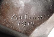 Gustinus Ambrosi, Marquis Franz von Bayros, Detail: Bezeichnung, 1914, Bronze, H: 36 cm, Belved ...
