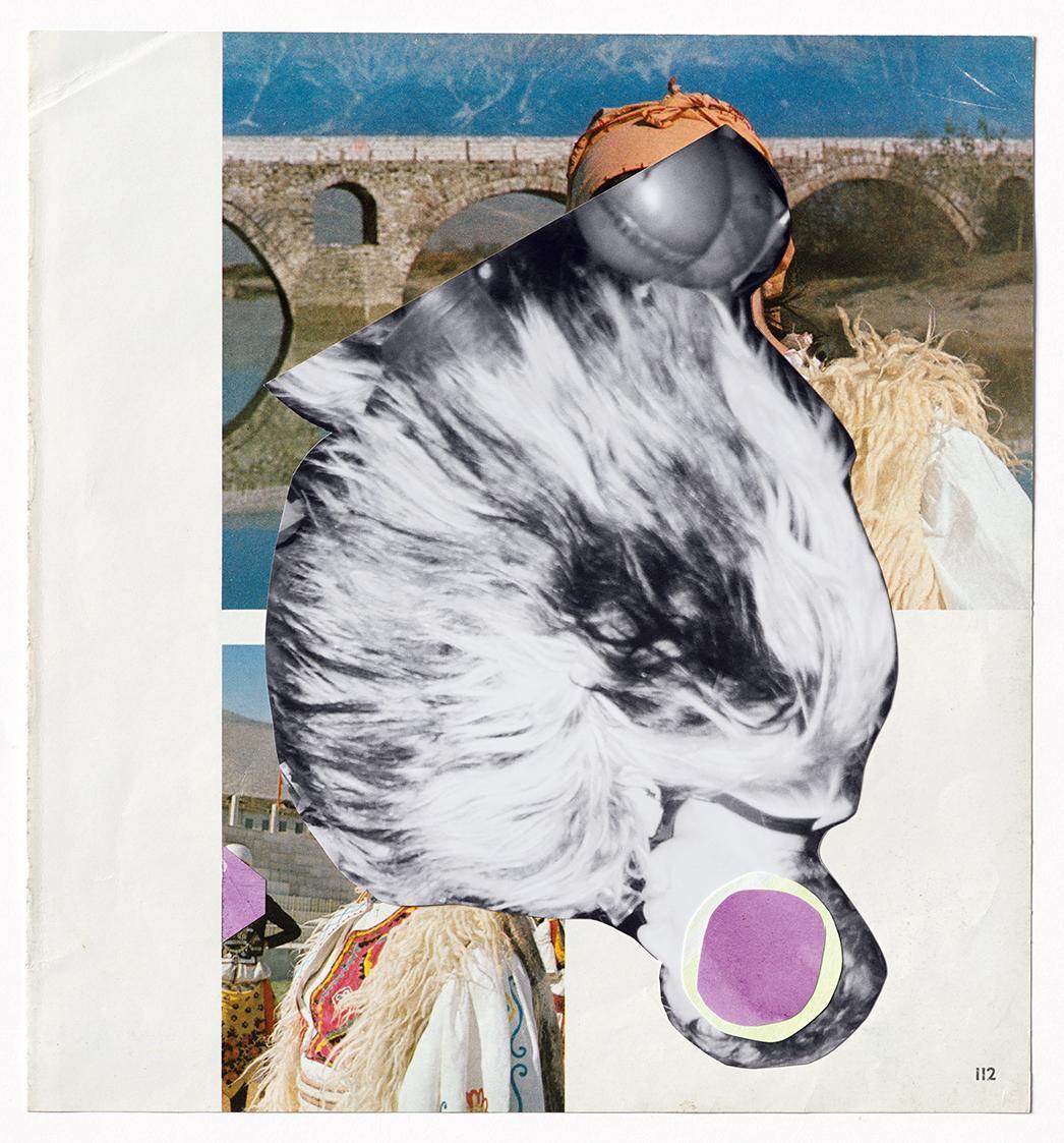 Thomas Hörl, To Inflame Myself, I Recall Byron´s Dress, 2016, Buchseite mit Druck und aufgekleb ...