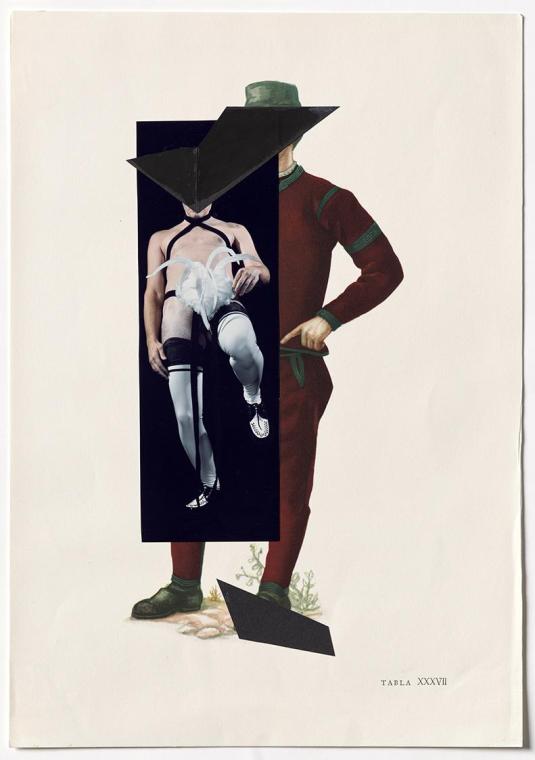 Thomas Hörl, To Inflame Myself, I Recall Byron´s Dress, 2016, Buchseite mit Druck und aufgekleb ...