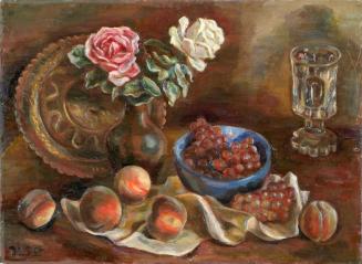 Irma Lang-Scheer, Stillleben mit Rosen, 1955, Öl auf Sperrholz, 55 x 75 cm, Belvedere, Wien, In ...