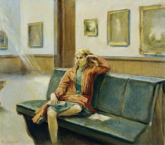 August Eduard Wenzel, Im Museum, 1939, Öl auf Spannplatte, 60 x 69 cm, Belvedere, Wien, Inv.-Nr ...