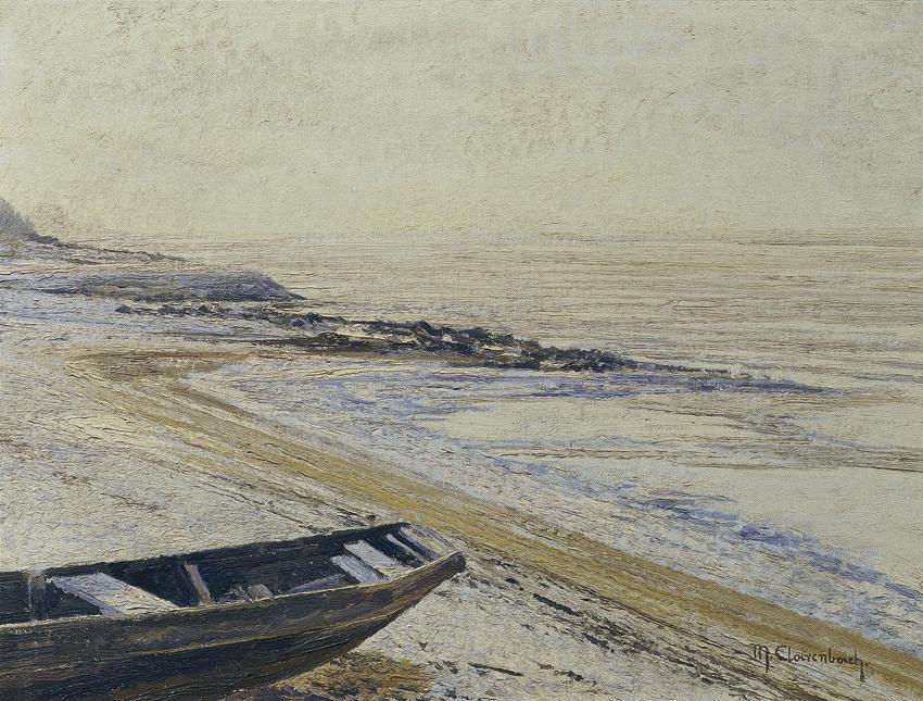 Max Clarenbach, Niederrhein – Treibeis, um 1910, Öl auf Leinwand, 60,5 x 80,5 cm, Belvedere, Wi ...