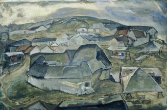 Anton Velim, Trauerndes Dorf, 1920er-Jahre, Öl auf Leinwand auf Pressspanplatte, 64 x 97,5 cm,  ...