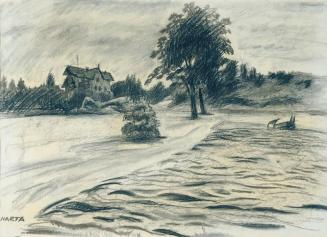 Felix Albrecht Harta, Landschaft, Kohle auf Papier, 40,5 x 56 cm, Belvedere, Wien, Inv.-Nr. 959 ...