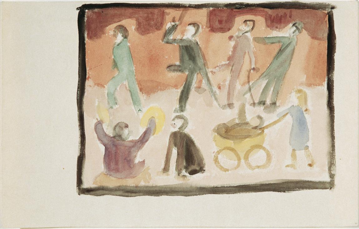 Walther Gamerith, Umzug der Krüppel, um 1944, Aquarell auf Papier, 23 x 35,7 cm, Belvedere, Wie ...