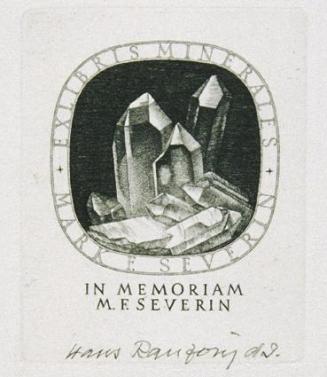 Hans Ranzoni, Exlibris In Memoriam M. F. Severin, 1988, Kupferstich, 5,9 × 4,7 cm, Belvedere, W ...