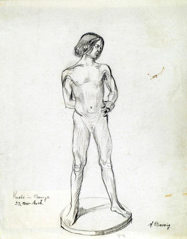 Franz Barwig d. Ä., Knabe, 1908, Bleistift auf Papier, 29 x 23 cm, Belvedere, Wien, Inv.-Nr. 91 ...
