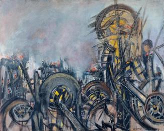 André Verlon, Energie, 1966, Öl auf Leinwand, 131 x 162 cm, Belvedere, Wien, Inv.-Nr. 7170