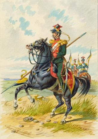 Franz Gerasch, Soldat zu Pferd, undatiert, Aquarell auf Papier, 15,7 × 11,1 cm, Belvedere, Wien ...