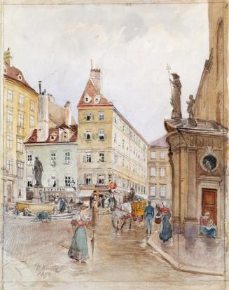 H. Winter, Der Franziskanerplatz in Wien, 1899, Aquarell auf Papier, 34,6 × 27 cm, Belvedere, W ...
