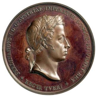 Luigi Manfredini, Medaille auf die Krönung Kaiser Ferdinands I. zum König der Langobarden in Ma ...