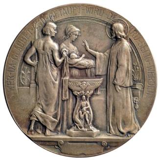 Adolph Amberg, Taufmedaille, 1900, Metall, 5 cm, Belvedere, Wien, Inv.-Nr. 7008s