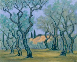 Franz Traunfellner, Ölbäume bei Siena, 1978, Öl auf Leinwand auf Hartfaserplatte, 44 x 55 cm, B ...