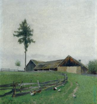 Ferdinand Brunner, Bauernhof bei Zwettl, um 1899, Öl auf Leinwand, 43,5 x 39,5 cm, Belvedere, W ...