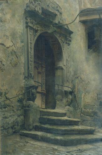 Carl Probst, Rathaus in Rothenburg, Öl auf Leinwand auf Holz, 63,5 x 42,5 cm, Belvedere, Wien,  ...