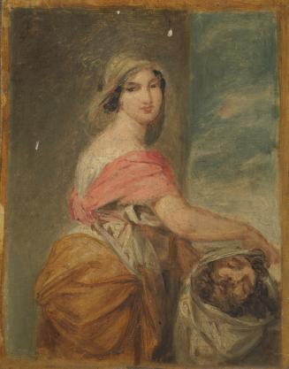 Joseph Hasslwander, Judith mit dem Haupt des Holofernes, Öl auf Papier auf Leinwand, 18 x 14,5  ...