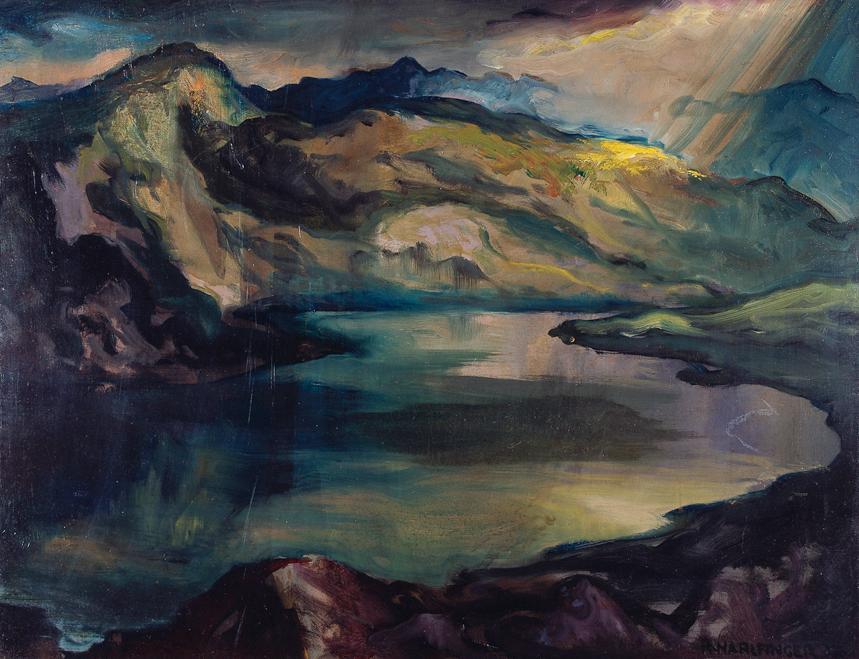 Richard Harlfinger, Bergsee, Öl auf Leinwand, 54 x 71 cm, Belvedere, Wien, Inv.-Nr. 3176