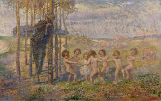 August Roth, Kinderreigen, 1906, Öl auf Leinwand, 100 × 157 cm, Belvedere, Wien, Inv.-Nr. 740
