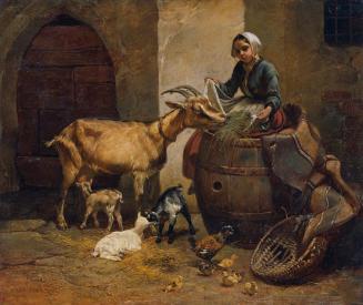 Leopold Brunner der Jüngere, Mädchen mit Ziege, 1849, Öl auf Holz, 52 x 62 cm, Belvedere, Wien, ...