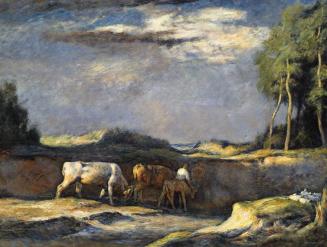 Fritz Zerritsch, Zur Tränke im Flussbett, Öl auf Leinwand, 91,5 x 120 cm, Wien, Österreichische ...
